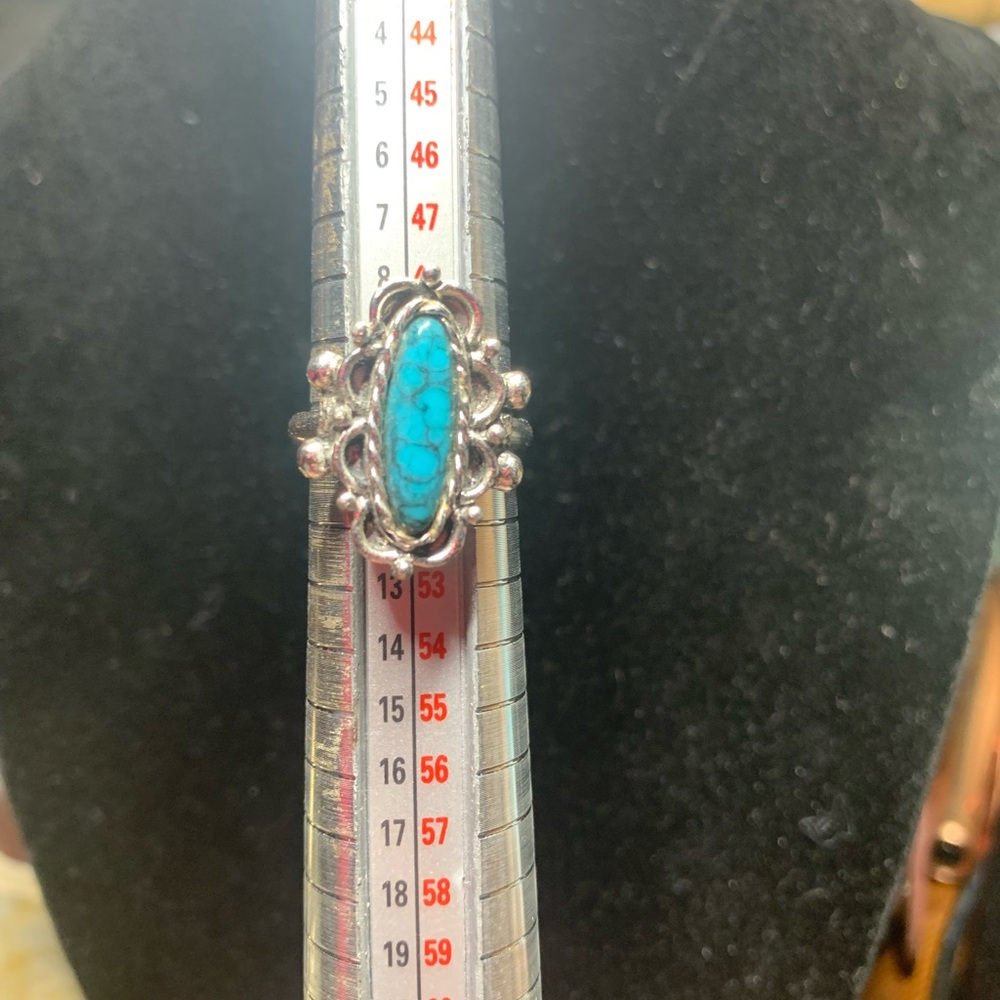 Silver Ring with Turquoise Stone - Women's Fashion Ring